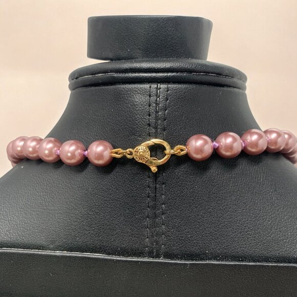 Monet Simulated Pearl Necklace & Bracelet Set Dusky Rose Crystal Gold-Tone Clasp - Picture 5 of 10
